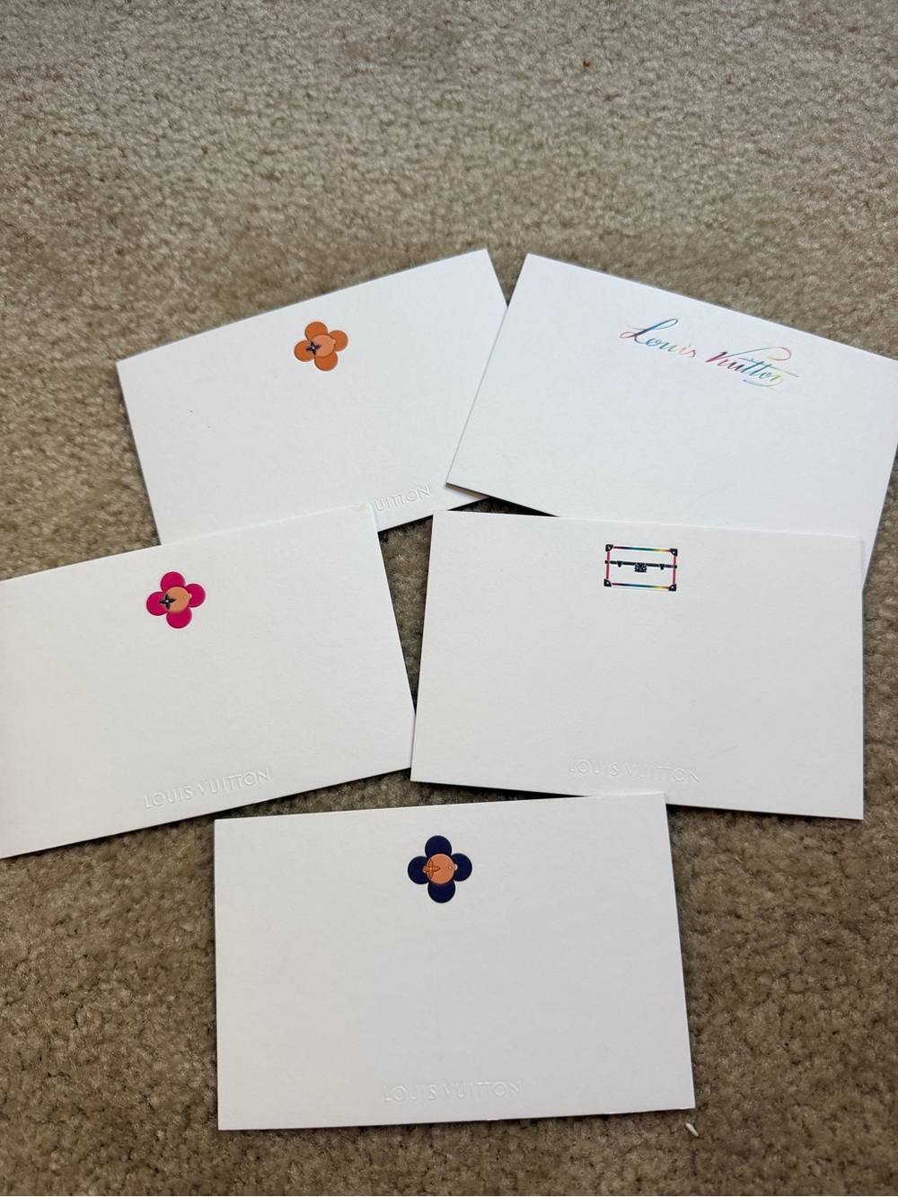 Louis Vuitton White Note Cards with Multicolor Logo Accents